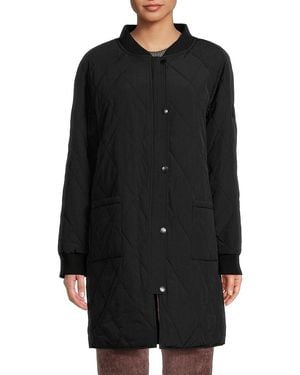 Noize Quilted Puffer Longline Jacket - Black