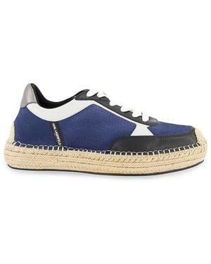 Karl Lagerfeld Perforated Suede Low-Top Espadrille Sneakers - Blue