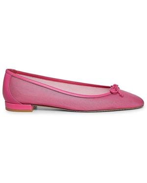 Stuart Weitzman Arabella Leather-Trimmed Mesh Ballet Flats - Pink