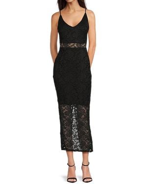 Bebe Lace Midi Dress - Black