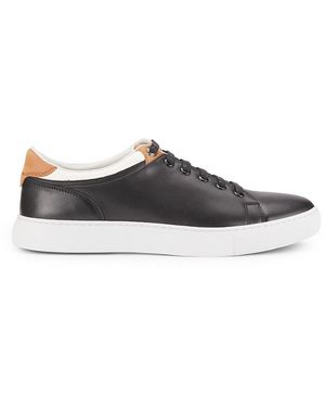 Robert Graham Tahiti Leather Low Top Trainers - Black