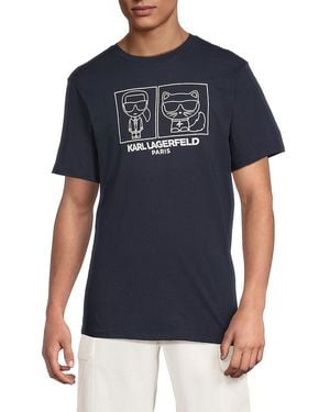 Karl Lagerfeld Graphic Cotton T-Shirt - Blue