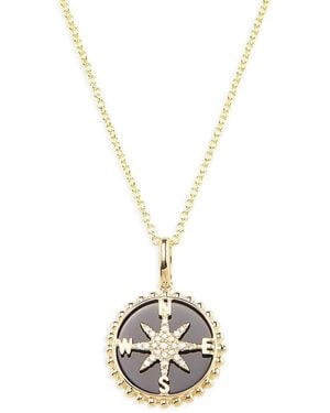 Effy 14K, 2.00 Tcw Agate & 0.07 Tcw Diamond Compass Pendant Necklace/18" - Metallic