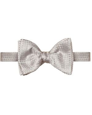 Eton Swiss Dot Silk Jacquard Pre Tied Bow Tie - Gray