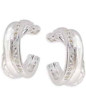 Judith Ripka Sterling & Topaz Huggie Hoop Earrings - Metallic