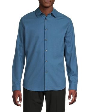 Theory Irving Solid Cotton Shirt - Blue