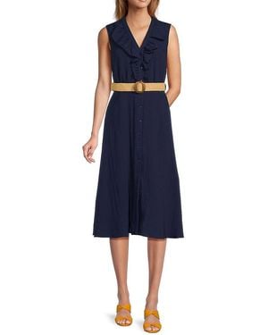 Sam Edelman Belted Midi-Dress - Blue