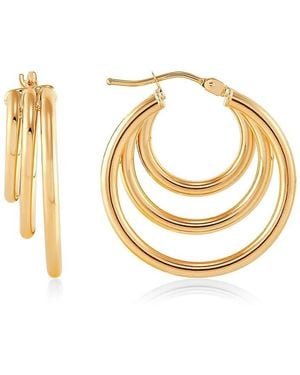 Saks Fifth Avenue 14K Polished Triple-Row Hoop Earrings - Metallic