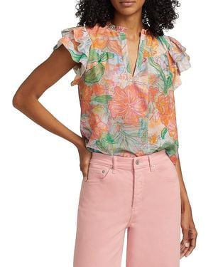 Rails Calista Floral Cotton Cap-Sleeve Blouse - Red