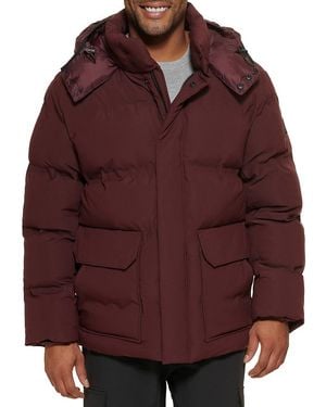 DKNY Hooded Regular-Fit Puffer Jacket - Red