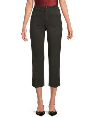 Saks Fifth Avenue Lola Flat Front Carpenter Cropped Trousers - Black