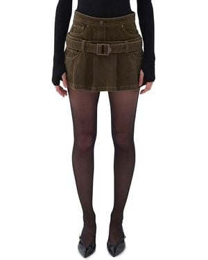 Nocturne Belted Denim Miniskirt - Black