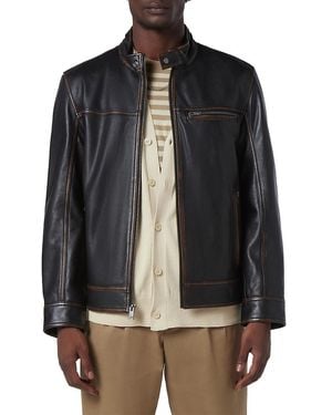 Andrew Marc Caruso Leather Racing Jacket - Black
