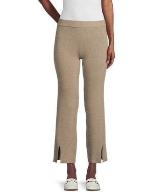 Saks Fifth Avenue Ribbed Slit Flat Front Pants - Natural