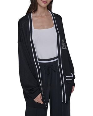 Karl Lagerfeld Essentials V-Neck Varsity Cardigan - Black