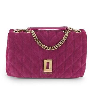 Karl Lagerfeld Lafayette Suede Crossbody Bag - Purple