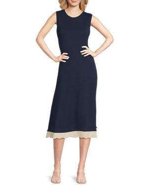 Nautica Scalloped Hem Cotton Midi-Dress - Blue