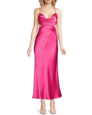 Bebe Satin Cut-Out Midi-Dress - Pink
