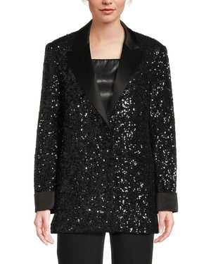 Alice + Olivia Justin Sequin Button-Front Blazer - Black