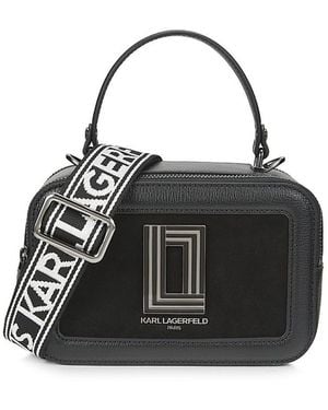 Karl Lagerfeld Simone Logo Leather Camera Crossbody Bag - Black