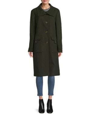 Andrew Marc Almedia Wool Blend Trench Coat - Green