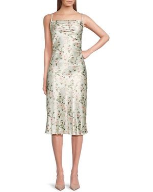 Bebe Printed Satin Midi-Dress - White