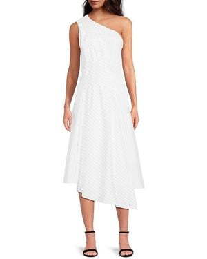 Brunello Cucinelli Asymmetrical Cotton Midi-Dress - White