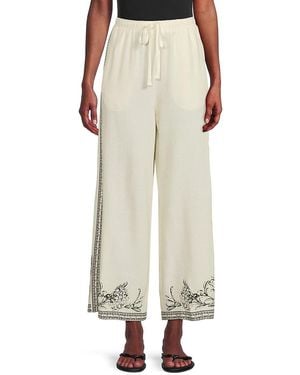 Max Studio Print Drawstring Trousers - Natural