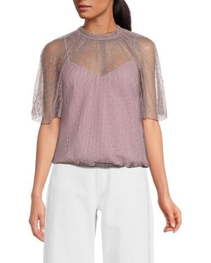 RED Valentino Swiss Dot Mesh Sheer Top - Red