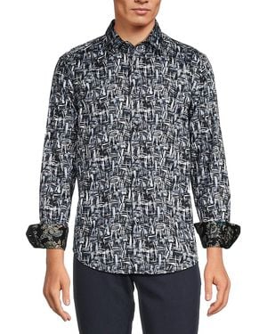 Robert Graham 'Galvan Abstract Print Sport Shirt - Black