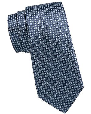 Canali Grid Silk Tie - Blue