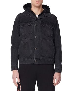 ELEVEN PARIS Anarchy Hooded Denim Trucker Jacket - Blue