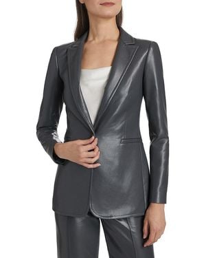 Alice + Olivia Breann Faux-Leather Single-Breasted Blazer - Black