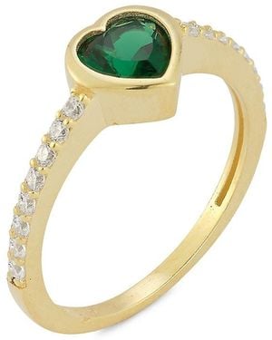 Chloe and Madison 14K Goldplated Sterling & Cubic Zirconia Heart Ring - Metallic