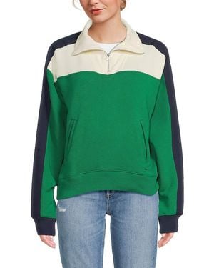 Rag & Bone Vintage Terry Colourblock Quarter-Zip Sweatshirt - Green