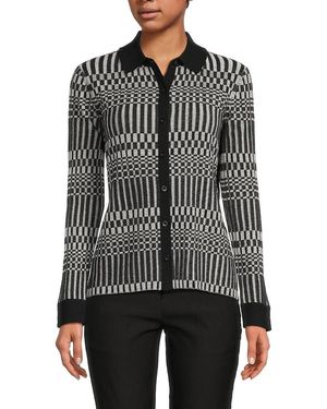 ecru 'Checkered Collared Cardigan - Grey