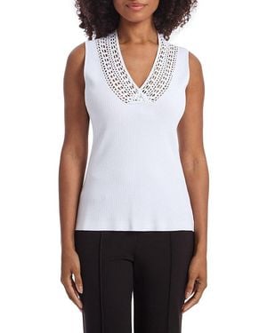 Capsule 121 Extensive Ribbed Crochet Jumper Vest - White