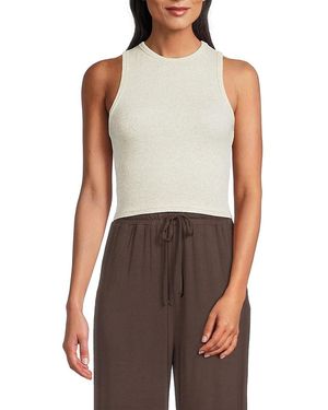 Rachel Parcell Ribbed Crop Tank Top - Black
