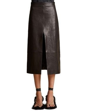 Khaite Fraser Leather Midi-Skirt - Black