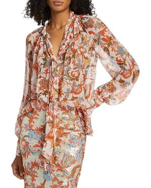 Prabal Gurung Floral Tie-Neck Poet Blouse - Multicolour