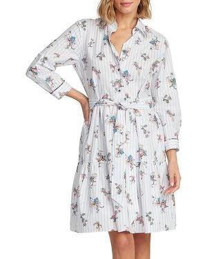 Robert Graham Paloma Belted Cotton Mini Shirt Dress - Grey