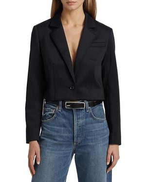 Hudson Jeans Cropped Single-Button Blazer - Black