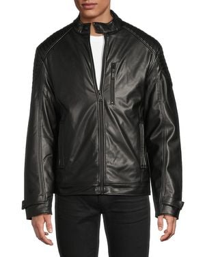 Guess Stephane Faux-Leather Moto Jacket - Black