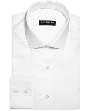 MASUTTO Classic Fit Solid Dress Shirt - White