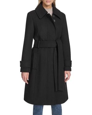 Andrew Marc Lawley Wool Blend Belted Trench Coat - Black