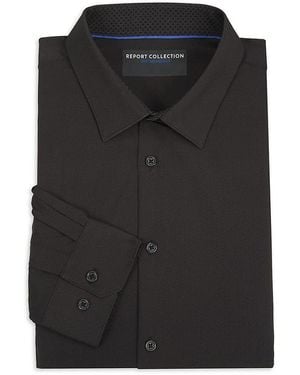 Report Collection Herringbone Modern-Fit Dress Shirt - Black