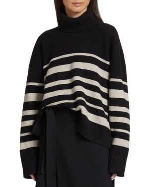Proenza Schouler Striped Cashmere & Wool Turtleneck Jumper - Black