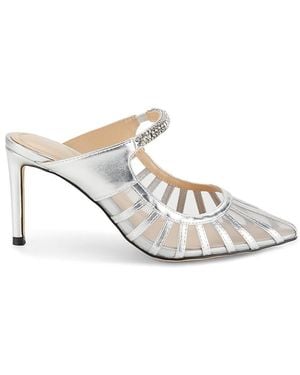 Charles David Embellishe Mesh Stiletto Mules - White