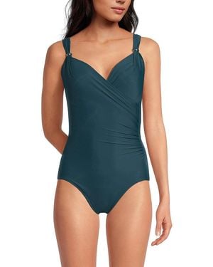 Miraclesuit Razzle Dazzle Ruched One-Piece Swimsuit - Blue