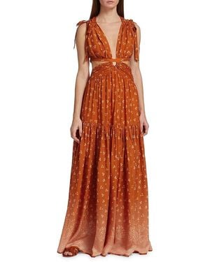 Hannah Artwear Amelie Printed Maxi Dress - Orange